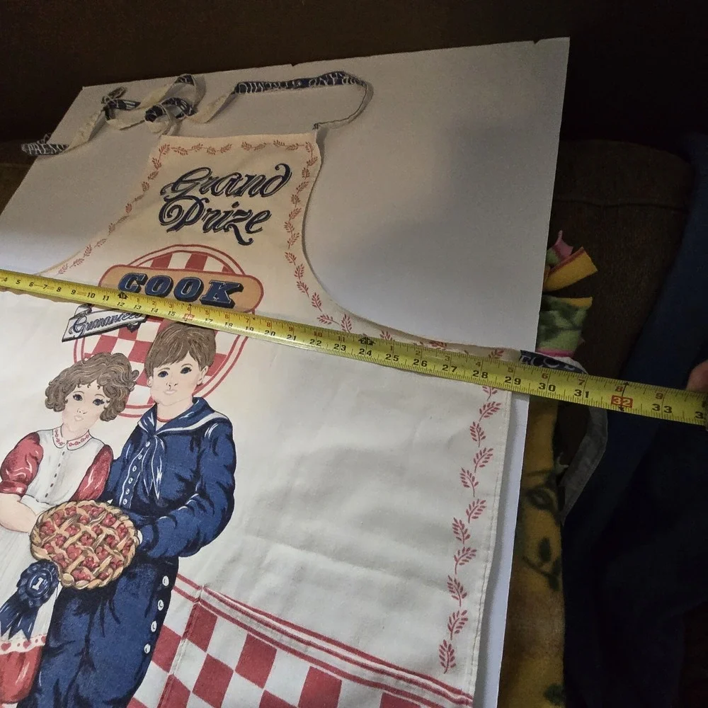 Vintage Muslin Apron Grand Prize Cook Pure-Premium Quality-Blue Ribbon Cotton